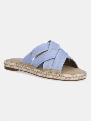 Tommy Hilfiger klapki CHAMBRAY ESPADRILLE MULE damskie kolor niebieski FW0FW08501