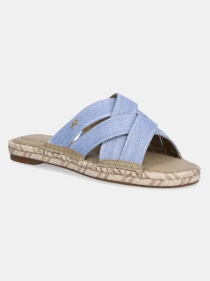 Tommy Hilfiger klapki CHAMBRAY ESPADRILLE MULE damskie kolor niebieski FW0FW08501