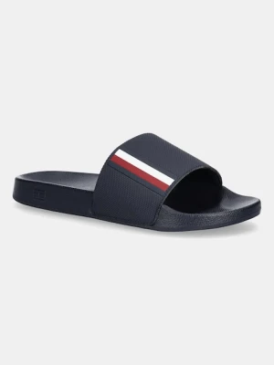 Tommy Hilfiger klapki CORPORATE TEXTURED POOL SLIDE męskie kolor granatowy FM0FM05618