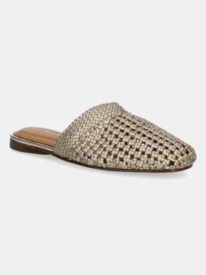 Tommy Hilfiger klapki CROCHET METALLIC LEATHER MULE damskie kolor złoty FW0FW08606