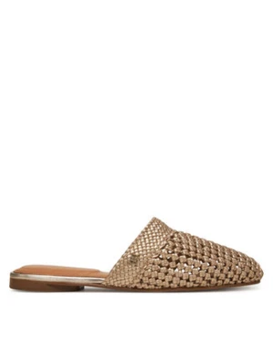 Tommy Hilfiger Klapki Crochet Metallic Leather Mule FW0FW08606 Złoty