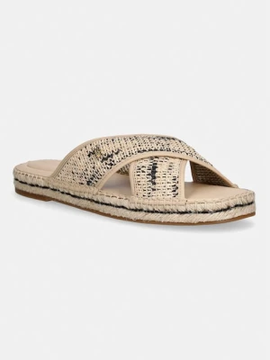 Tommy Hilfiger klapki damskie ESPADRILLE MULE SANDAL RAFFIA beżowy