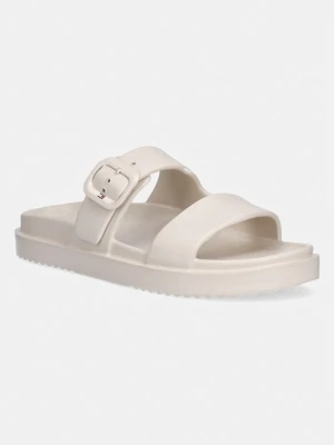 Tommy Hilfiger klapki damskie TH LIGHT DOUBLE STRAP SANDAL beżowy