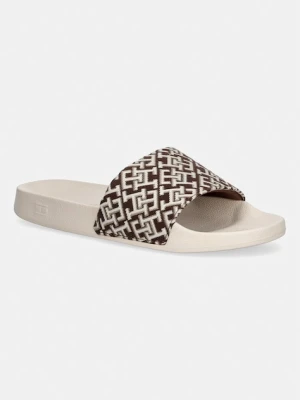 Tommy Hilfiger klapki damskie TH MONOGRAM POOL SLIDE beżowy