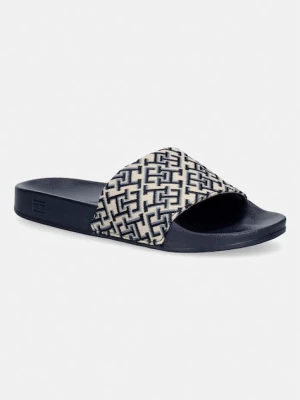 Tommy Hilfiger klapki damskie TH MONOGRAM POOL SLIDE granatowy