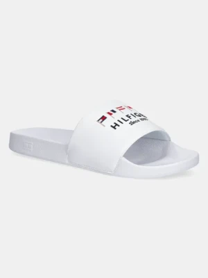 Tommy Hilfiger klapki HILFIGER FLAGS POOL SLIDE męskie kolor biały FM0FM05431