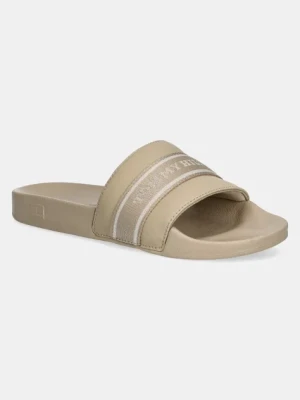 Zdjęcie produktu Tommy Hilfiger klapki HILFIGER POOLSIDE WITH WEBBING damskie kolor beżowy FW0FW08529