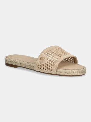 Tommy Hilfiger klapki KNIT MESH ESPADRILLE FLAT SANDAL damskie kolor beżowy FW0FW08744