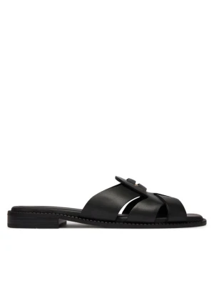 Tommy Hilfiger Klapki Leather Crest Square Toe Sandals FW0FW09126 Czarny