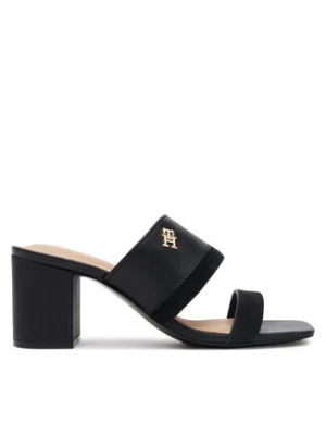 Tommy Hilfiger Klapki Leather & Suede Block Heel Mule FW0FW08530 Czarny