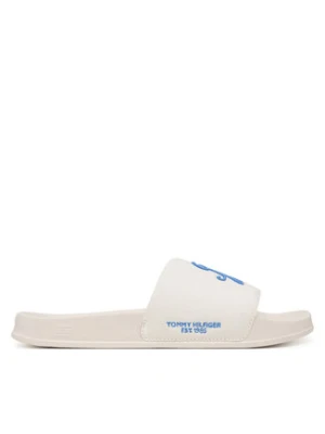 Tommy Hilfiger Klapki Logo Embroidery Canvas Pool Slides FM0FM05858 Biały