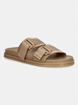 Tommy Hilfiger klapki męskie HILFIGER MIX SUEDE BUCKLE SANDAL brązowy