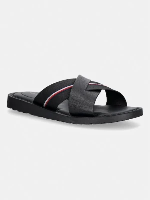 Tommy Hilfiger klapki męskie skórzane CORE HILFIGER LTH CRISS C SANDAL