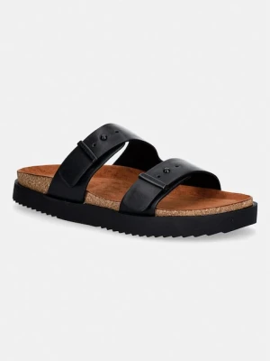 Tommy Hilfiger klapki męskie skórzane HILFIGER CHAMBRAY BEACH SANDAL czarny