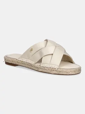 Tommy Hilfiger klapki SATIN ESPADRILLE MULE damskie kolor beżowy FW0FW08502