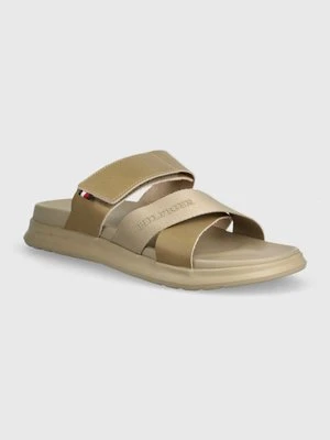 Tommy Hilfiger klapki skórzane D DENSITY MIX SANDAL męskie kolor beżowy FM0FM05004