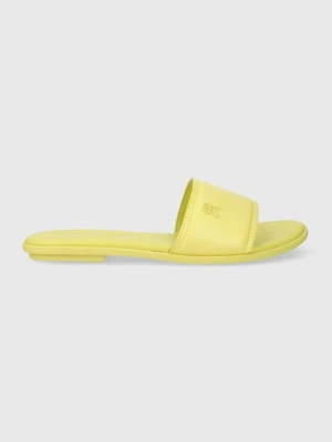 Tommy Hilfiger klapki skórzane POP COLOR MULE SANDAL damskie kolor żółty FW0FW07936