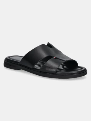 Tommy Hilfiger klapki skórzane PREMIUM HILFIGER SLIPON LH SAND męskie kolor czarny FM0FM05357