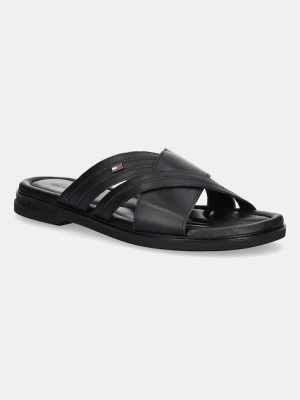 Tommy Hilfiger klapki skórzane PREMIUM TH CC LTH SANDAL męskie kolor czarny FM0FM05504
