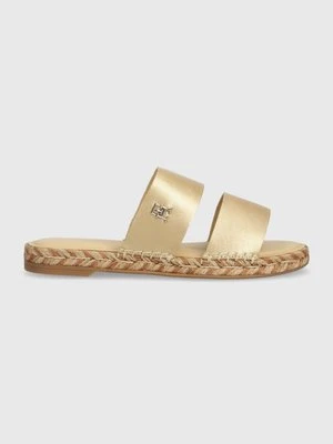 Tommy Hilfiger klapki skórzane TH GOLD FLAT ESPADRILLE SANDAL damskie kolor złoty FW0FW07932