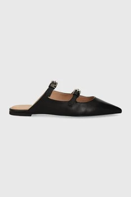 Tommy Hilfiger klapki skórzane TH POINTY LEATHER MULE damskie kolor czarny FW0FW07722