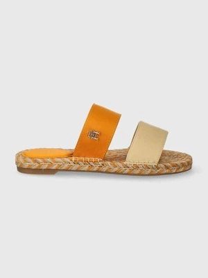 Tommy Hilfiger klapki TH SATIN FLAT ESPADRILLE SANDAL damskie kolor żółty FW0FW07747