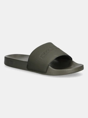 Tommy Hilfiger klapki TUMBLE HILFIGER POOL SLIDE męskie kolor zielony FM0FM05619