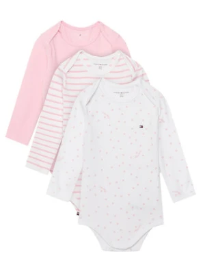 Tommy Hilfiger Komplet body dziecięcych 3 Pack Seasonal Body Ls Giftbox KN0KN02254 Różowy jasny
