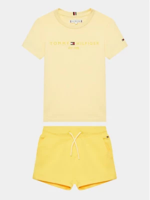 Tommy Hilfiger Komplet t-shirt i szorty sportowe Essential KG0KG07281 D Żółty Regular Fit