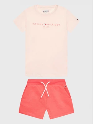 Tommy Hilfiger Komplet t-shirt i szorty sportowe KG0KG07281 D Różowy Regular Fit