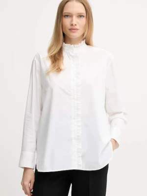 Tommy Hilfiger koszula bawełniana damska kolor beżowy relaxed ze stójką WW0WW46848