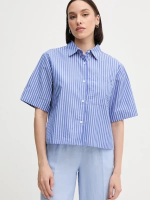 Tommy Hilfiger koszula bawełniana damska kolor fioletowy relaxed z kołnierzykiem klasycznym WW0WW44717