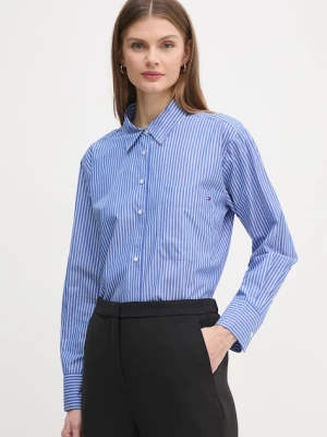 Tommy Hilfiger koszula bawełniana damska kolor niebieski regular z kołnierzykiem klasycznym