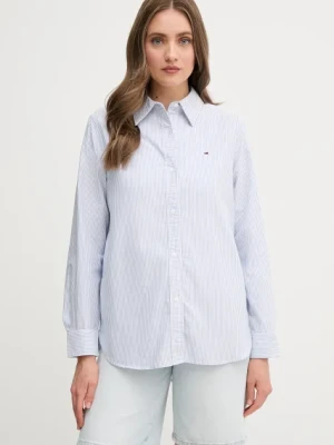 Tommy Hilfiger koszula bawełniana damska kolor niebieski regular z kołnierzykiem klasycznym WW0WW46111