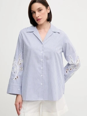 Tommy Hilfiger koszula bawełniana damska kolor niebieski relaxed z kołnierzykiem klasycznym WW0WW44693