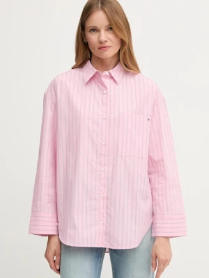 Tommy Hilfiger koszula bawełniana damska kolor różowy relaxed z kołnierzykiem klasycznym WW0WW45892