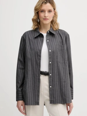 Tommy Hilfiger koszula bawełniana damska kolor szary regular z kołnierzykiem klasycznym WW0WW46851