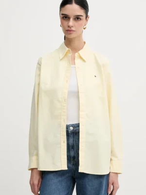 Tommy Hilfiger koszula bawełniana damska kolor żółty regular z kołnierzykiem klasycznym WW0WW46111
