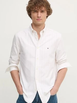 Tommy Hilfiger koszula bawełniana męska kolor beżowy regular z kołnierzykiem button-down MW0MW37569