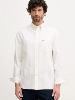 Tommy Hilfiger koszula bawełniana męska kolor beżowy regular z kołnierzykiem button-down MW0MW41694