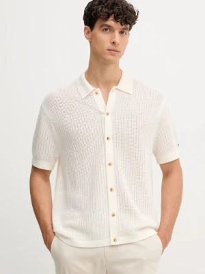 Tommy Hilfiger koszula bawełniana męska kolor beżowy relaxed z kołnierzykiem klasycznym MW0MW39530