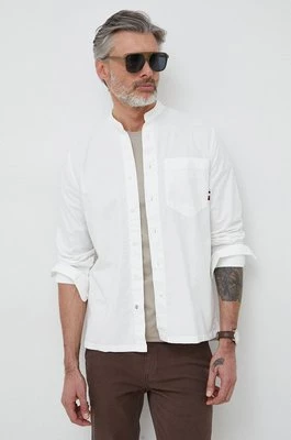 Tommy Hilfiger koszula bawełniana męska kolor biały relaxed ze stójką