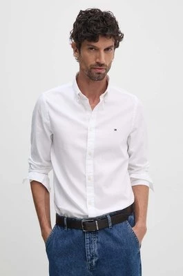 Tommy Hilfiger koszula bawełniana męska kolor biały slim z kołnierzykiem button-down MW0MW34568