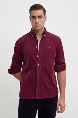 Tommy Hilfiger koszula bawełniana męska kolor bordowy regular z kołnierzykiem button-down MW0MW36847