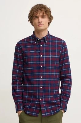 Tommy Hilfiger koszula bawełniana męska kolor bordowy regular z kołnierzykiem button-down MW0MW37207