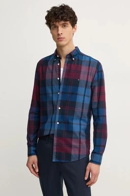 Tommy Hilfiger koszula bawełniana męska kolor bordowy regular z kołnierzykiem button-down MW0MW37351