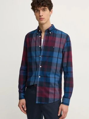 Tommy Hilfiger koszula bawełniana męska kolor bordowy regular z kołnierzykiem button-down MW0MW37351