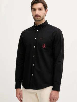 Tommy Hilfiger koszula bawełniana męska kolor czarny regular z kołnierzykiem klasycznym MW0MW40890