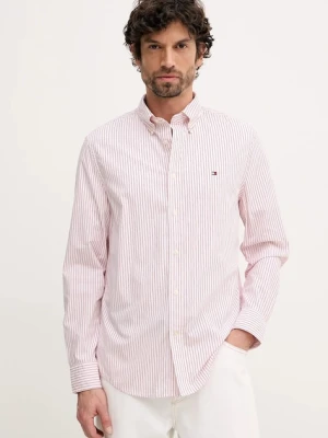 Tommy Hilfiger koszula bawełniana męska kolor czerwony regular z kołnierzykiem button-down MW0MW41399