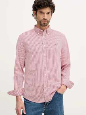 Tommy Hilfiger koszula bawełniana męska kolor czerwony regular z kołnierzykiem button-down MW0MW41403